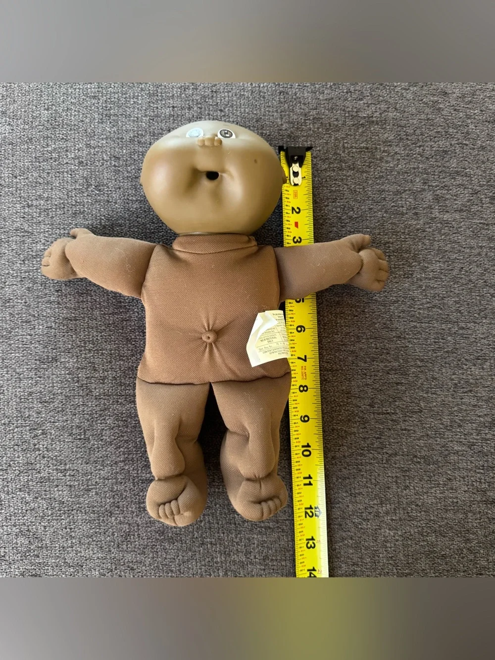 Cabbage Patch Kids Doll 1985 Brown Face Bald African American Blue Denim Overall